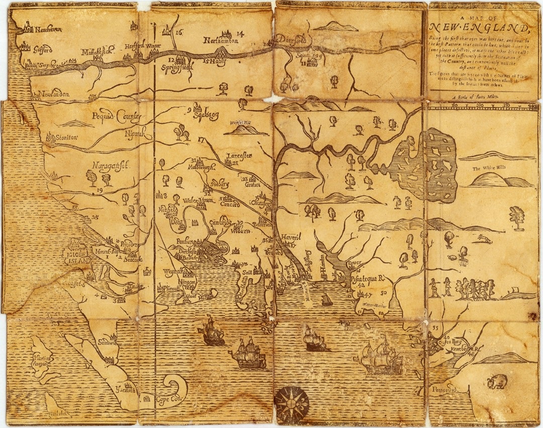 “A Map of New England”, John Foster, ca 1677