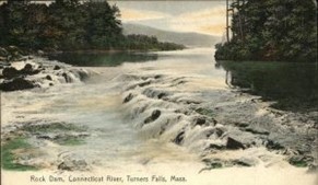 Rock Dam, Connecticut River Turners Falls, MA Antique Postcard